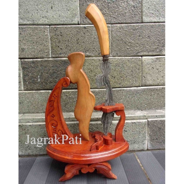 Jagrak Stand Kujang Dan Badik Ukiran Kayu Jati JP323