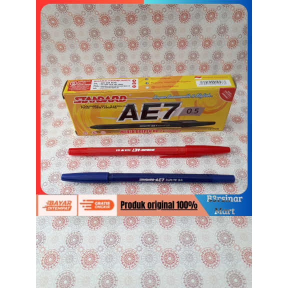 

[[KUALITAS TERBAIK]] Pen Pena Pulpen Bolpen Standard AE7/Balpoin Standar AE7 Hitam COD