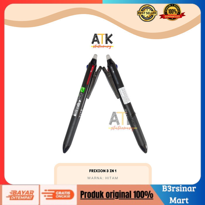 

[[KUALITAS TERBAIK]] Pulpen Pilot Frixion Clicker 3 in 1 ( Pulpen 3 Warna) atk Hitam COD