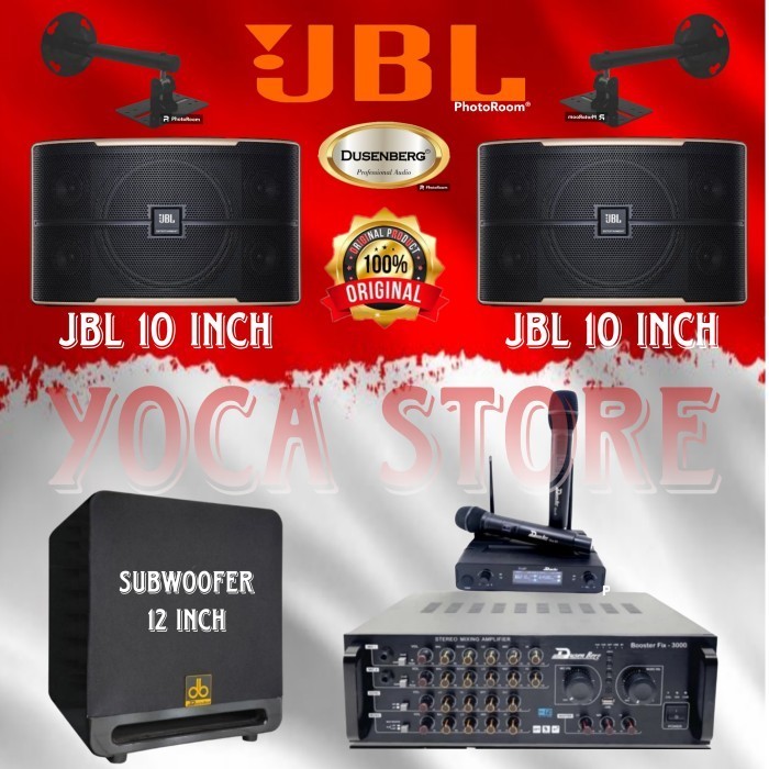 Paket Karaoke Set JBL 10 Inch + Subwoofer 12 Inch 2 Mic Wireless