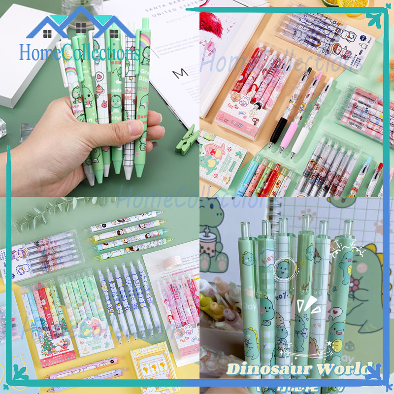 

1 Set 6Pcs Pulpen Gel Mekanik 0.5MM/ Pena Gel Mekanik Warna Hitam/Set Pen Gel Mekanik Motif Cartoon