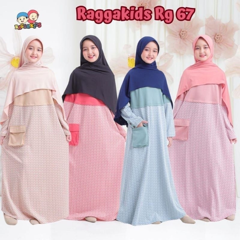 Dress Gamis Anak Syari RG 67 By Raggakids Baju Muslim Perempuan Warna Mocca Slate Blue Dusty Pink Da