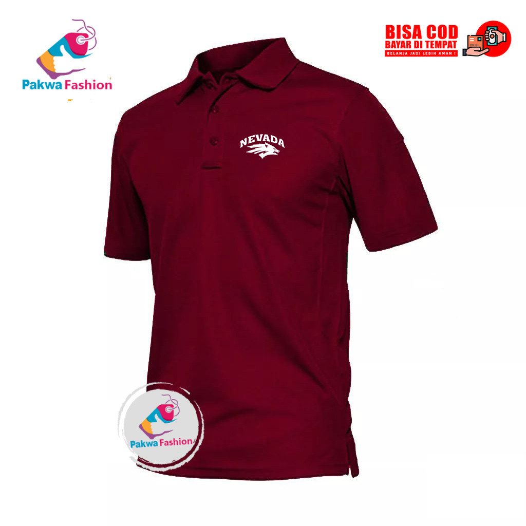 kaos Poloshirt Nevada Text Putih Premium Distro Pria Wanita Polo Kerah Seragam Keren