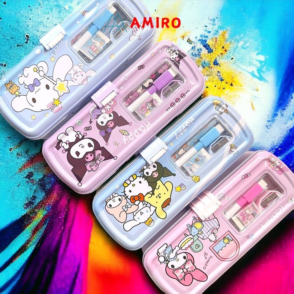 

YEN Pensil Case Kaleng Rantang 3 Susun / Kotak Pensil Sleting Ada ISI / Tempat Pensil Kaleng White