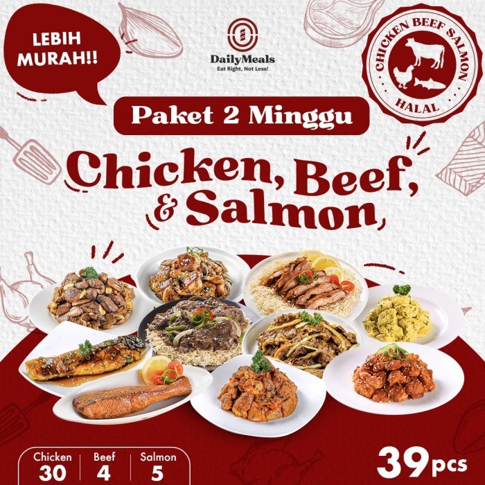 

Paket Diet 2 Minggu - Meal Prep Chicken, Beef, & Salmon