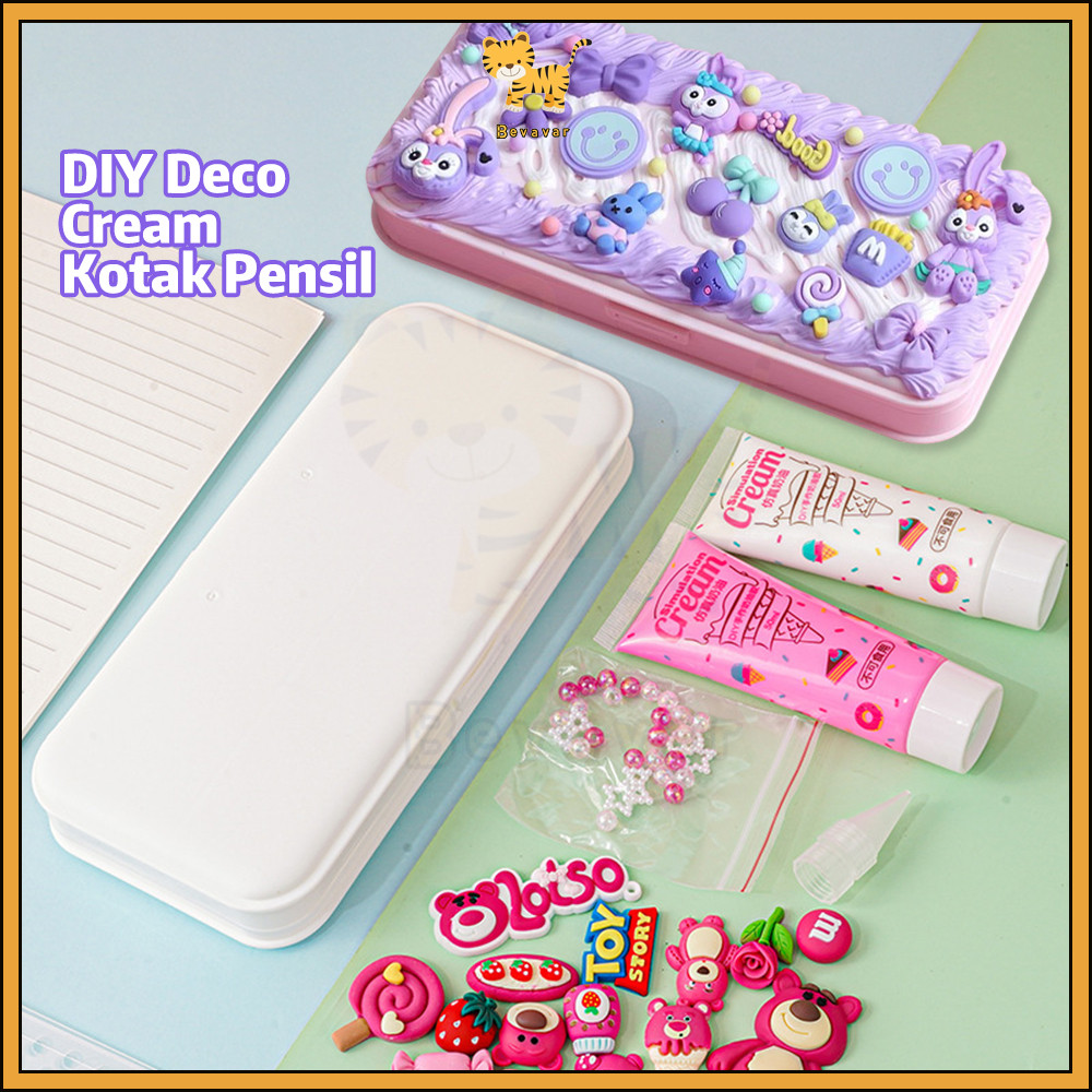 

ID Bevavar DIY Cream Clay Pencil Case Kotak Pensil Sanrio Kotak Alat Tulis Pencilcase