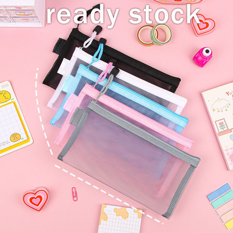

[COD] Tas Pensil Transparan Sederhana Siswa/Tas Penyimpanan Ritsleting Kapasitas Besar Portabel/Tas Pensil Jaring