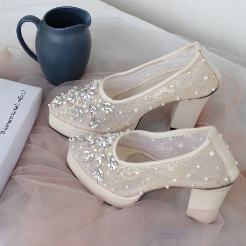 𝑳𝑼𝑺𝑰𝑨𝑵𝑨 𝑯𝑨𝑵𝑺𝑼_𝑹𝑰  | Sendal Sepatu Hak platfoam heels  pengantin wanita heels selop sepatu wedding la
