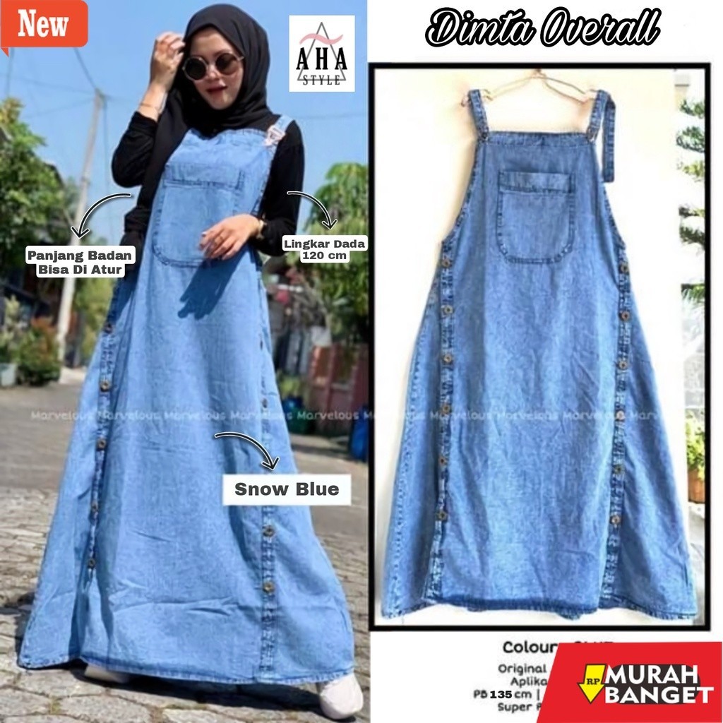 Jumsuit Wanita Kekinian Baju Kodok Overall Rok Dress Jeans Jumbo Big Size Wanita Dewasa Terbaru Keki