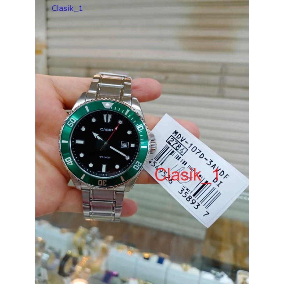 Original 100% Casio MDV-107D-3AVDF Marlin Duro Diver 200m MDV-107D-3A MDV107 Jam Garansi Resmi casio