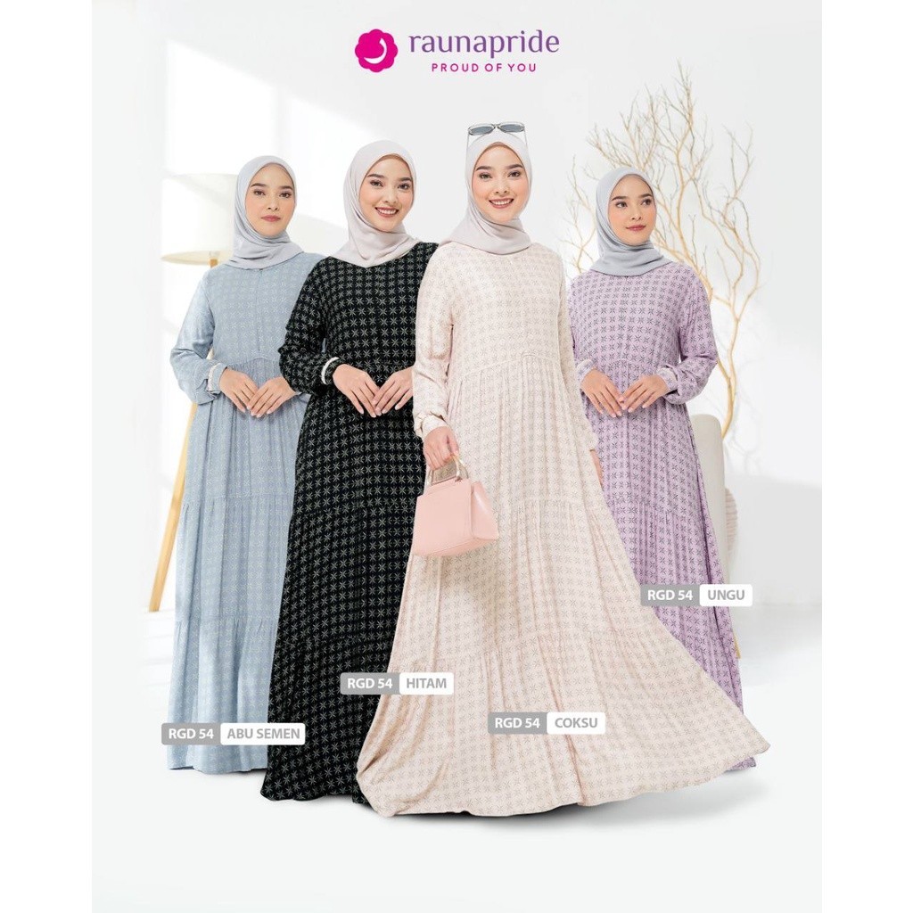 Rauna Dress Wanita | RGD 54 | Fashion Muslim | Gamis Wanita Dewasa | Gamis Rumahan