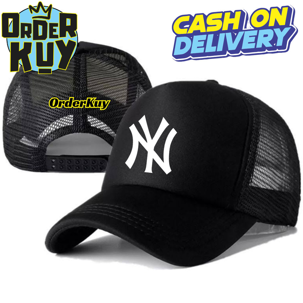 OrderKuy Topi Trucker NY - Topi Distro NY Logo - Topi NY Premium - Topi Pria Dewasa - Topi Pria Orig
