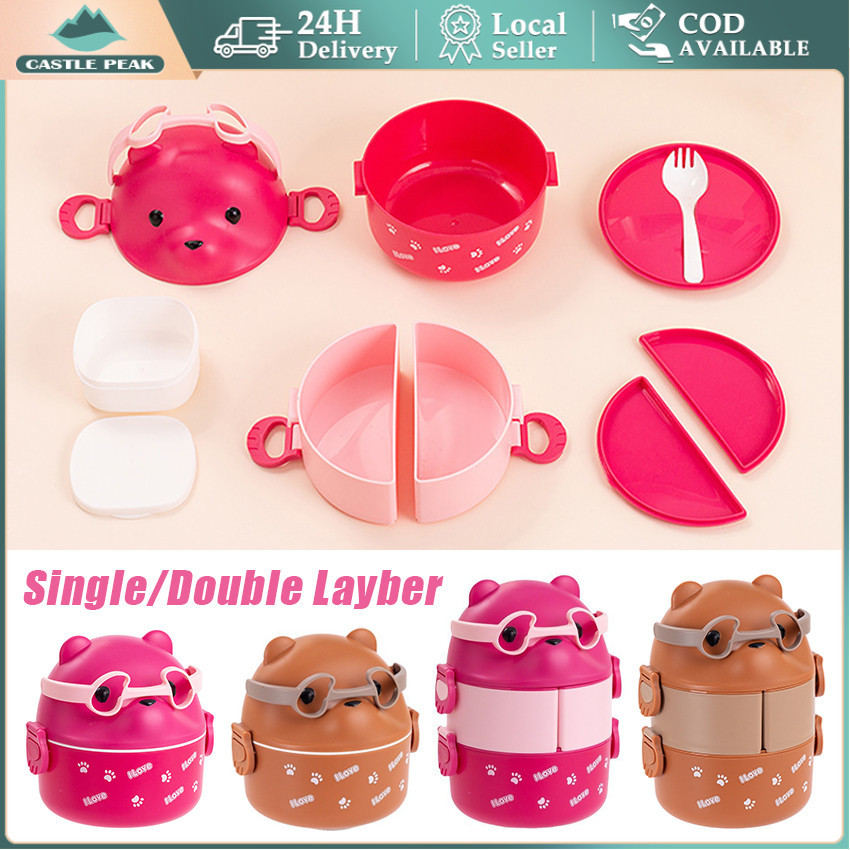 Lunch Box Beruang Tempat Makan Big Besar Kotak Makan Anti Tumpah Kotak Bekal Makanan Anti Tumpah Mak