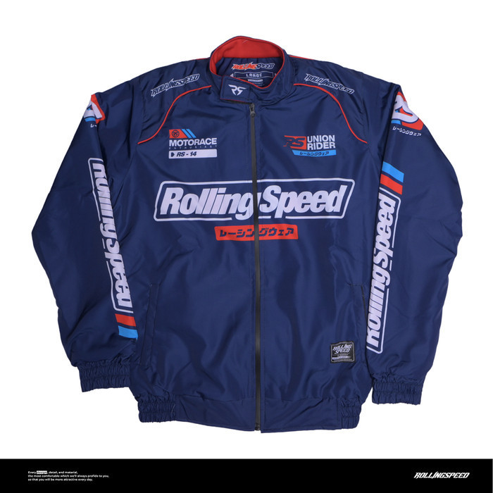 DISKON- Rollingspeed Class Blue Jacket Nascar | Jaket Motor Biru - XS