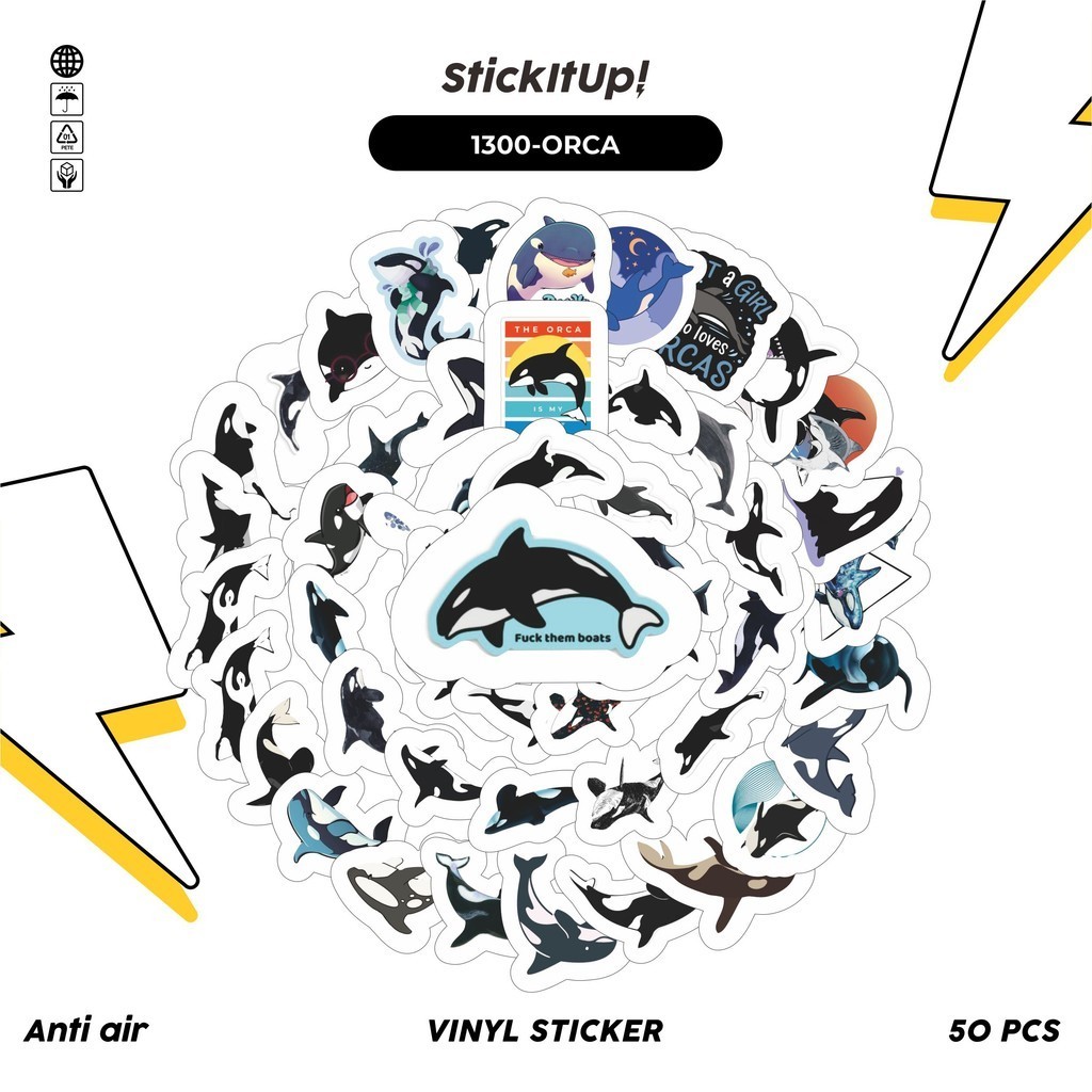 

COD✨ 100 Pcs Stiker Pack Paus Orca Lucu Aesthetic Vynil Waterproof untuk Freebies Sticker Buku Journal Casing HP Laptop