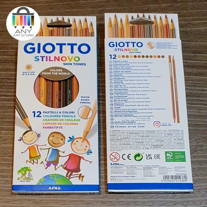 

✨LARIS✨ -Giotto Stilnovo Skin Tones Cardboard 12 Coloured Pencil Pensil Warna