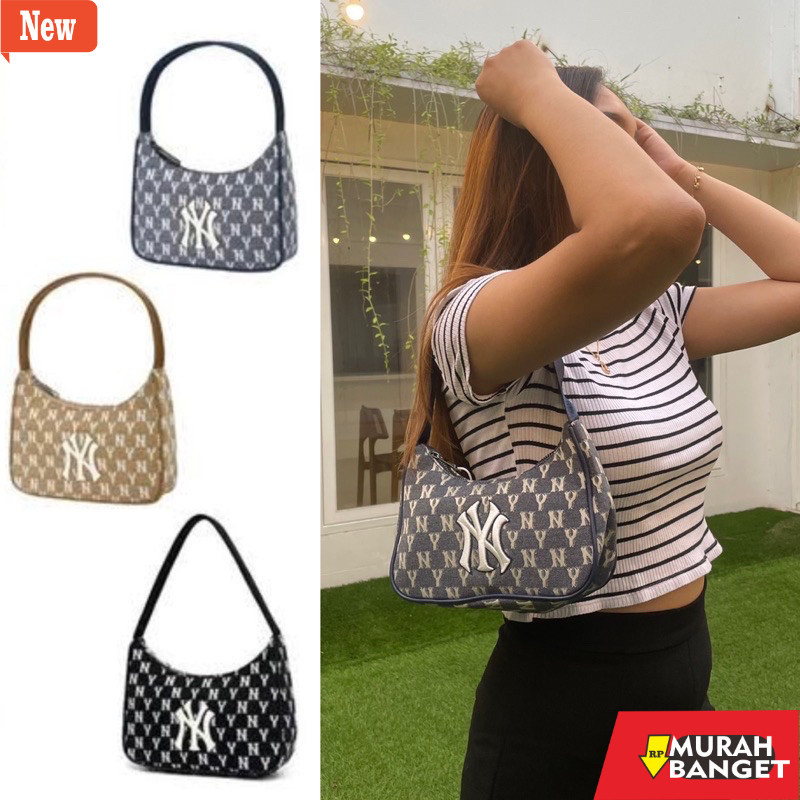 Tas Bulan Sabit Wanita [BISA COD] TAS NY JACQUARD HOBO BAG MONOGRAM / TAS BAHU NY / TAS SELEMPANG NY