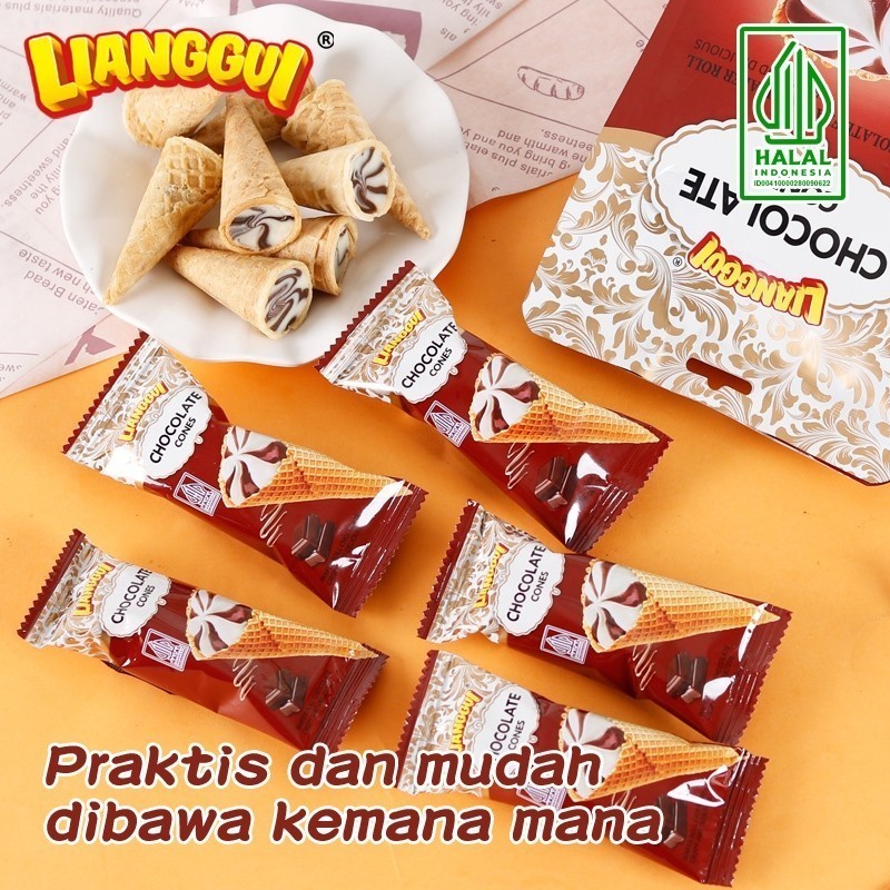 

[Hampers/Gift] [Penjual di jakarta] HALAL Lianggui Chocolate Cones BURSTLURRY CRISPY & SWEET Wafer Bulat Salut Chocolate Cones Flavour Wafer Roll Biskuit Coklat Bentuk Ice Cream Ice Cones Wafer CHOCO COCONUT/ STRAWBERRY/ CHOCO & MILK