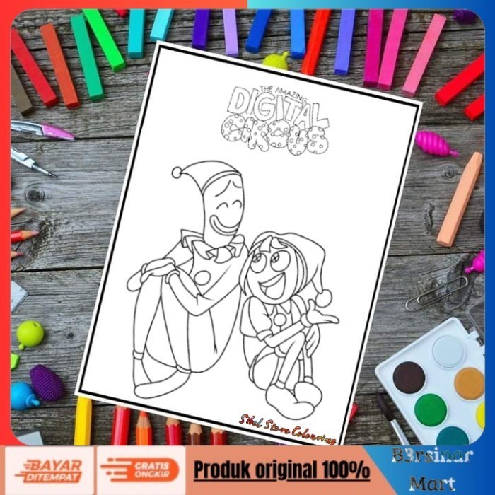 

[KUALITAS TERBAIK] Kertas Mewarnai Gambar Anak Tema Digital Circus V1 - Kertas Brief Card - A4