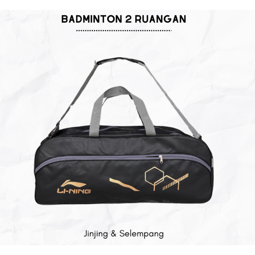 Tas Raket Badminton 2 Ruangan Thermo Selempang Anti Air Jumbo Muat Sepatu Bahan Kulit Import Murah