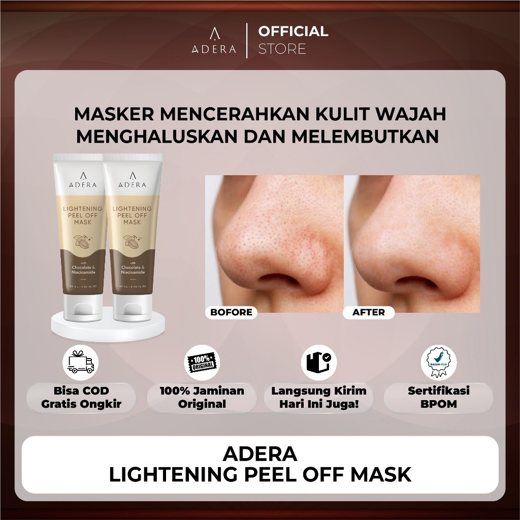 

Paket ADERA Lightening Peel Off Mask Mencerahkan Kulit Tampak Lebih Halus dan Lembut Sudah BPOM 100% ORIGINAL Syabie Original Termurah