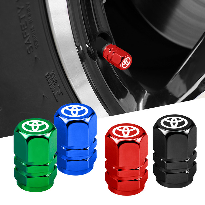 

4Pcs Car Wheel Tire Valve Cap Airdust Covers For Toyota Hilux Aygo Yaris CHR Corolla Auris Caldina Rav4 Ractis Auto Accessories