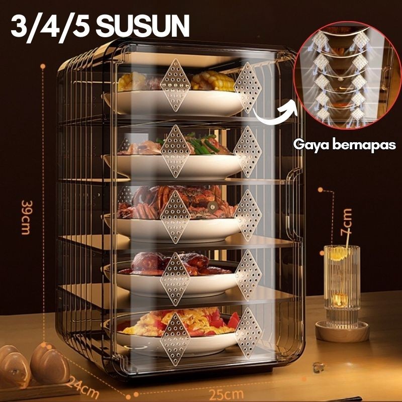 Azparadays - Tudung Saji 5 Susun Jumbo Akrilik Premium Food Storage Tebal