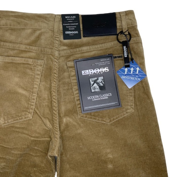 Celana Pria Corduroy Stretch ZG BOSS Light Khaki - Regular Fit - 30