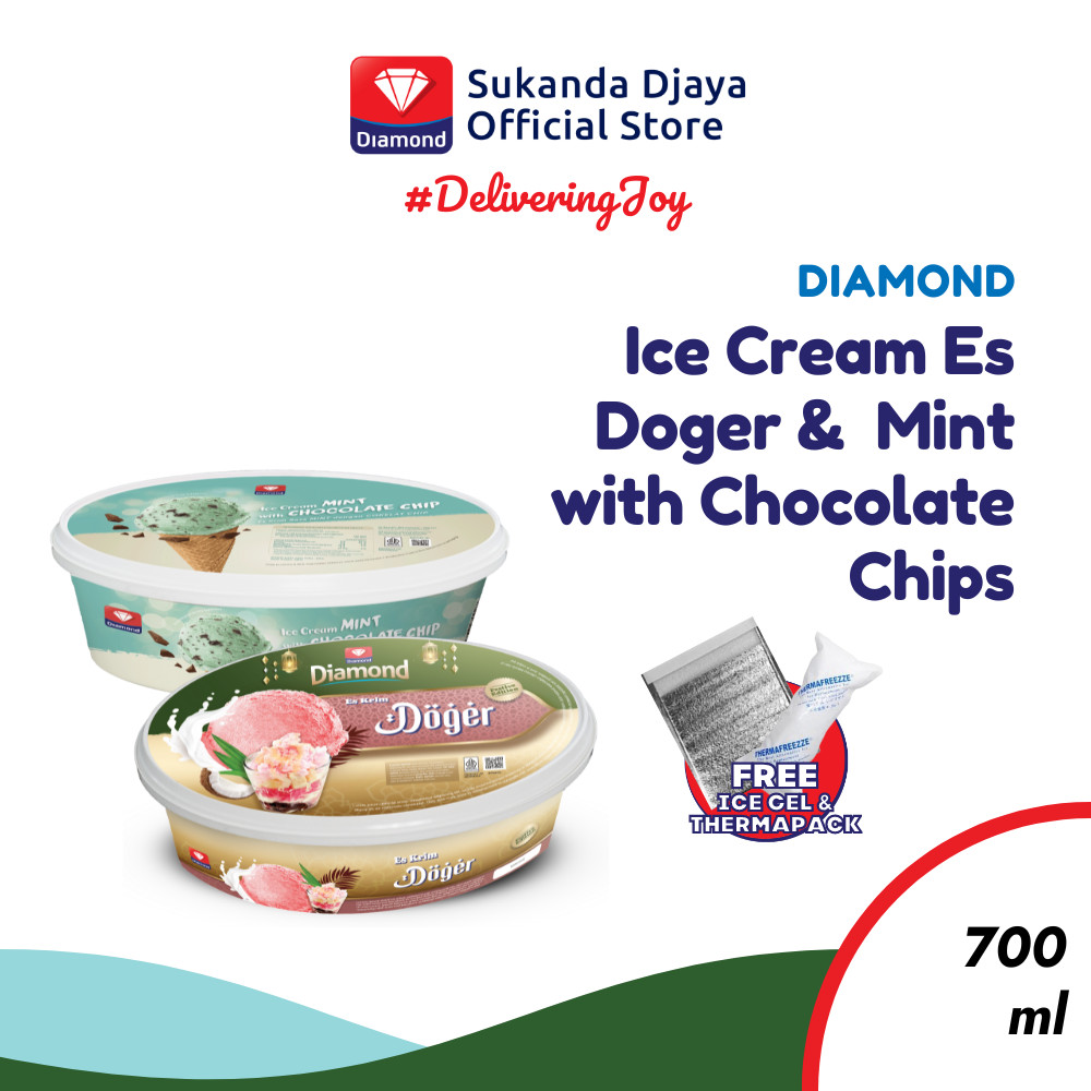 

Diamond Ice Cream Es Doger + Mint with Chocolate Chips 700 Ml