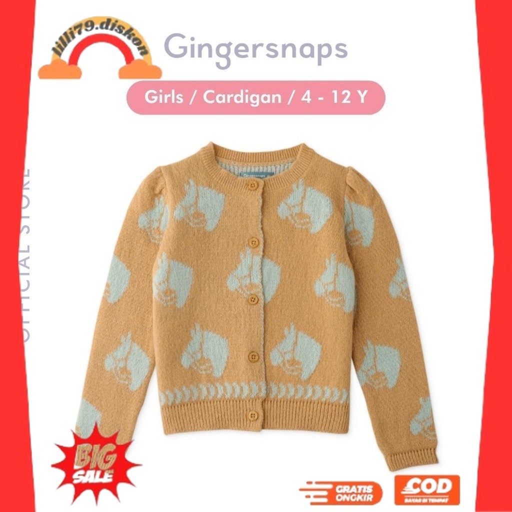 BEST SELLER ~Gingersnaps Botanical Cardigan - Jaket Anak Perempuan (Coklat)