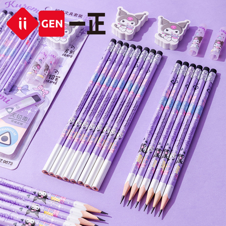 

DELUNASHOP DL195A IIGEN PENSIL SET PENGHAPUS KARAKTWR SANRIO kuromi stationary alat tulis pensil set PREMIUM