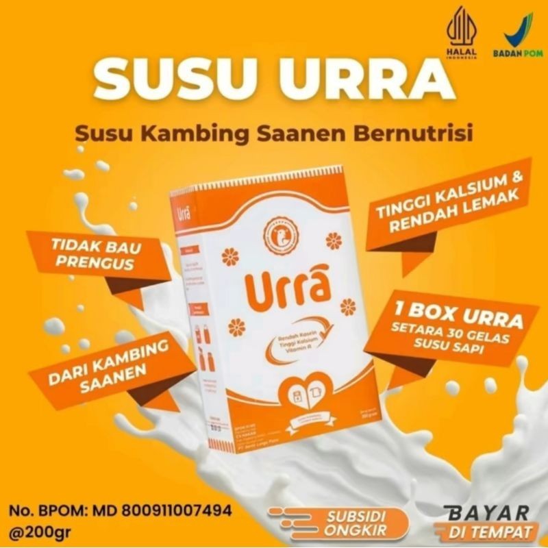 

PAKET 1 BOX URRA 1 Box Susu Urra | Susu Kambing Etawa Saanen Eropa Organik Rendah gula Alami