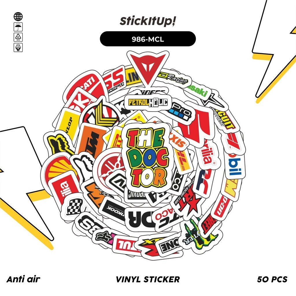 

COD✨ 100 Pcs Stiker Pack Logo-Logo Motor Lucu Aesthetic Vynil Waterproof untuk Freebies Sticker Buku Journal Casing HP Laptop