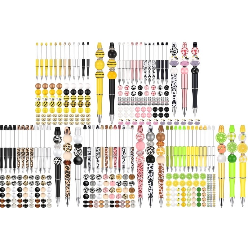 

Beadable Pen Bulk DIY Bead Pen Kits Wooden Beaded Pen Ballpoint Pen Bead Pen Set for Kids School Students Stationery
