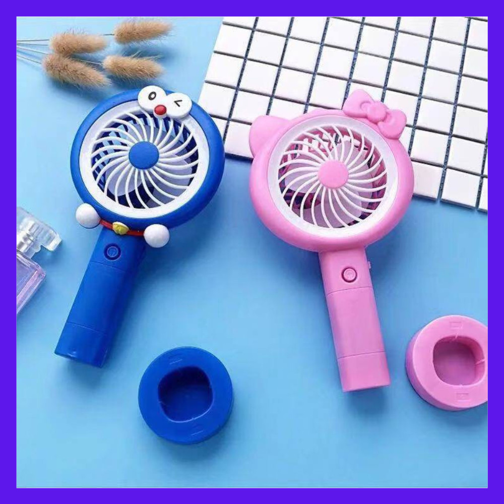 inovasi_tani-Kipas Angin Tangan Stand Portable Karakter Hello Kitty LED Kipas Karakter Kartun Lucu H