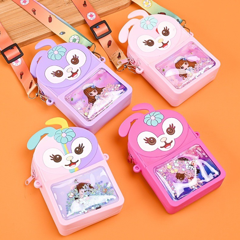 Tas Selempang Anak Perempuan Karakter Jelly Rubber Silikon Motif stela you gliter dan melodi glitter