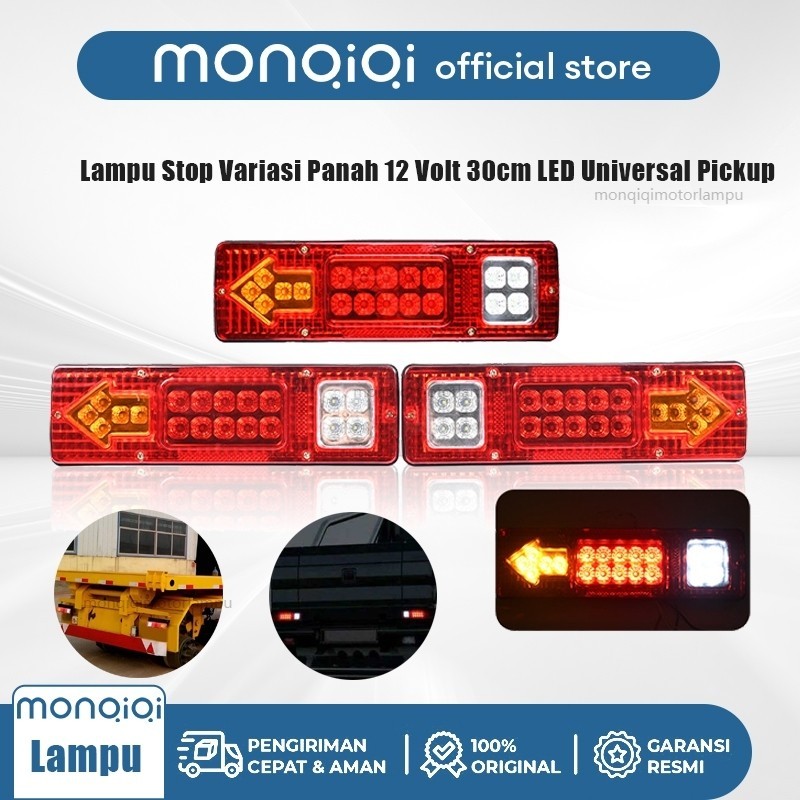 Monqiqi Lampu Stop Variasi Panah 12 Volt 30cm / Lampu rem LED Universal Pickup / Lampu Stop Rem Truc