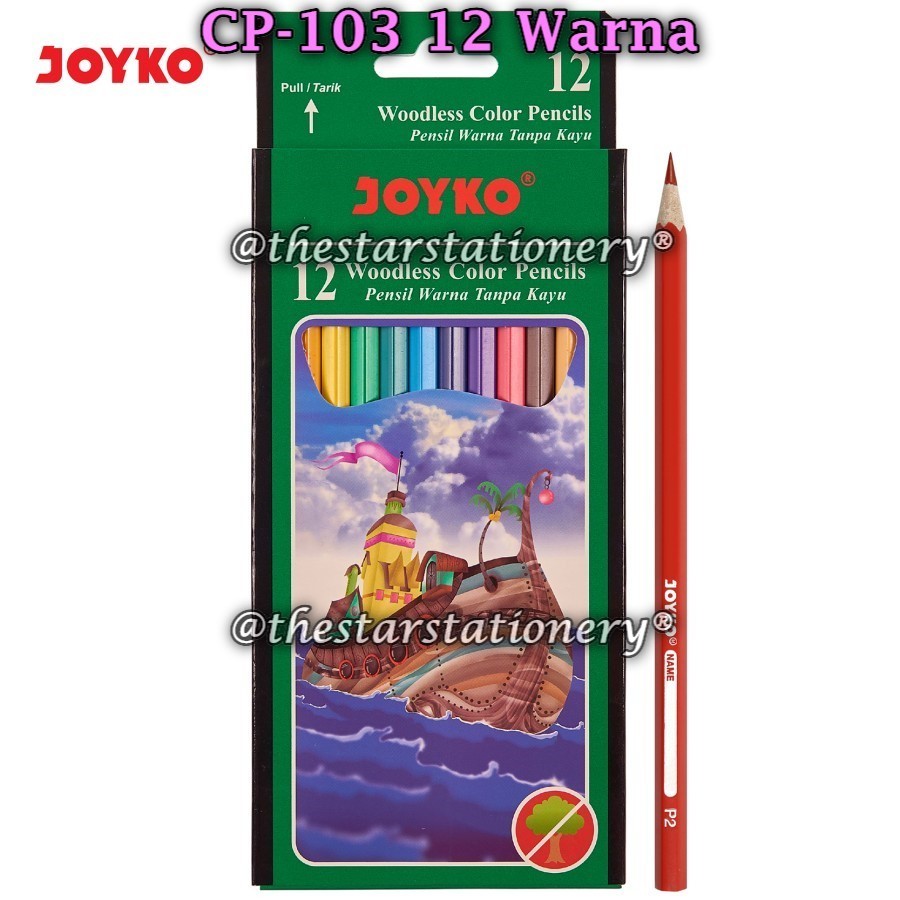 

(1 Set Isi 12 Warna) GROSIR Pensil Warna Joyko CP-103 12 Warna Woodless / Woodless Color Pencils Joyko CP103 12 Warna / Joyko CP 103
