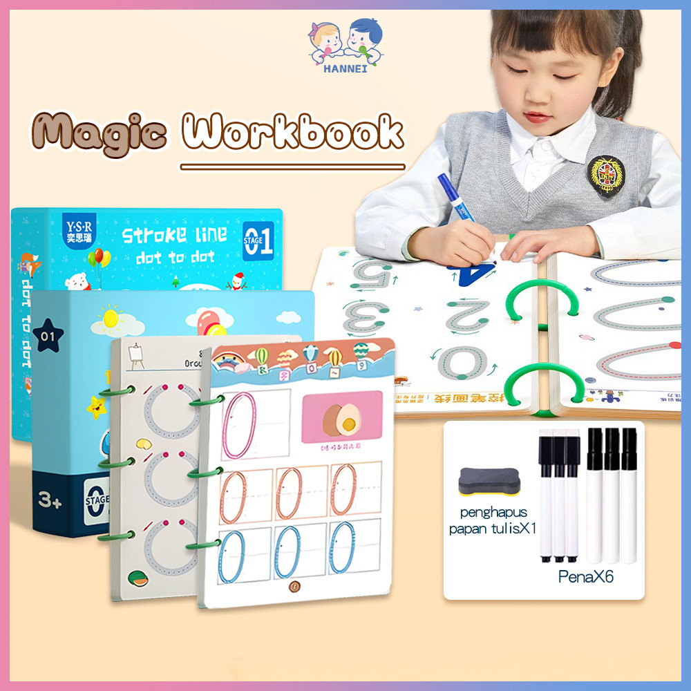 

Hannei Reusable Magic Workbook Buku Edukasi Anak Activity Book Magic Workbook Set