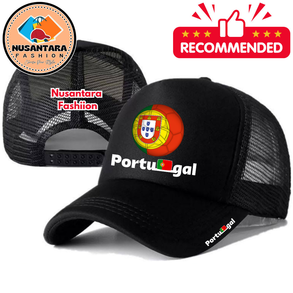 Nusantara Fashiion Topi Trucker TIMNAS PORTUGAL - Topi Distro TIMNAS PORTUGAL Logo - Topi TIMNAS POR