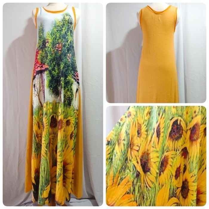 Dress terusan wanita bahan kaos bergambar 01
