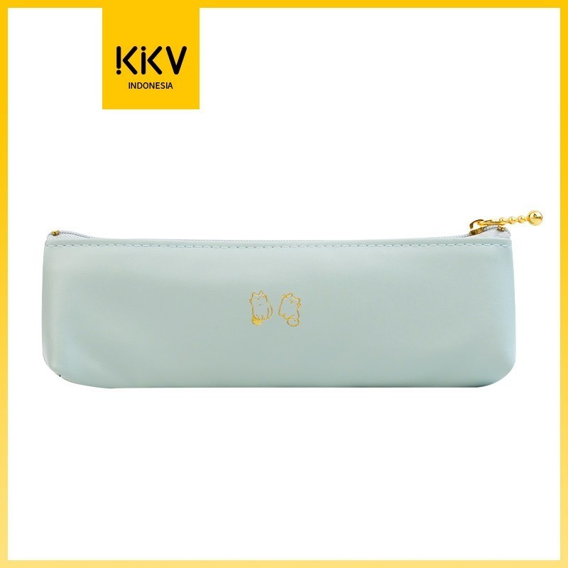 

KKV - Fanz Studio Leather Pen Case Tempat Pensil Dengan Icon Kucing Warna Hijau/Pink