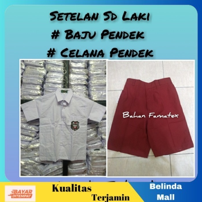 

⭐COD⭐ MURAH Setelan Sd Laki Merah putih Celana Pendek Baju Pendek Seragam Sekolah Kelas 1