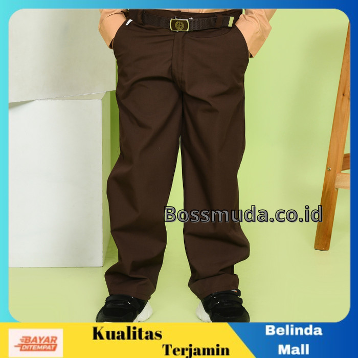 

⭐COD⭐ MURAH Celana Merah Putih Pramuka Coklat Seragam Sekolah SD SMP SMA Panjang Cokelat, Size 25