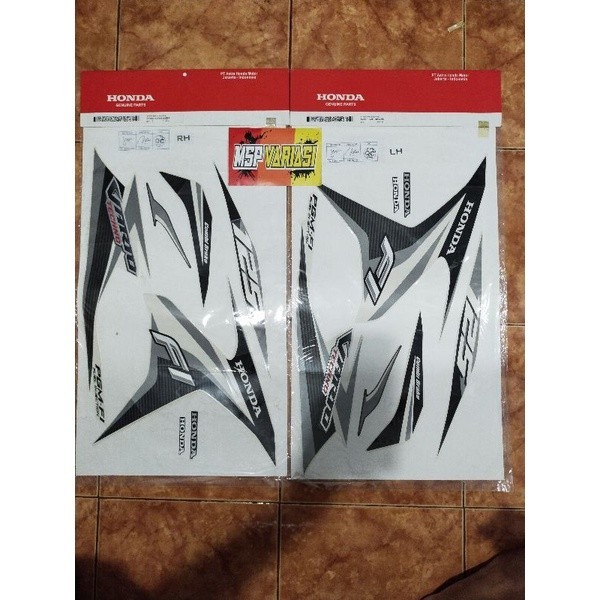 Striping Motor Honda Vario tekno 125Fi 2014/2015 Putih Original AHM Kanan Kiri ( 871X0 KZR B20ZER da