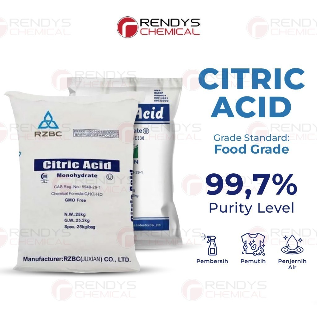 

[ 1 SAK / 25KG ] Citric Acid Monohydrate / Asam Sitrat / Asam Citrun