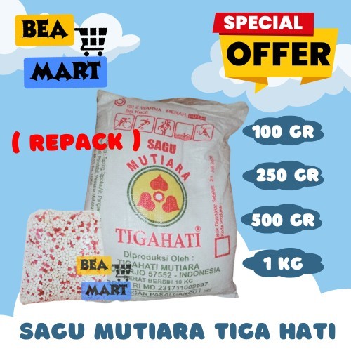 

Sagu Mutiara Cap Tiga Hati Warna Merah Putih 100gr 250gr 500gr 1kg | Pacar Cina Premium Quality Repack 100 250 500 g gram 1 kg