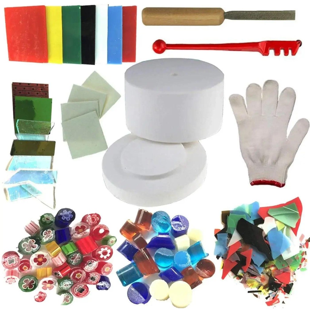 

10pieces Professional DIY Jewelry Glass Fusing Tools Set Microwave Kiln and DIY Fusing Glass Jewelry Set