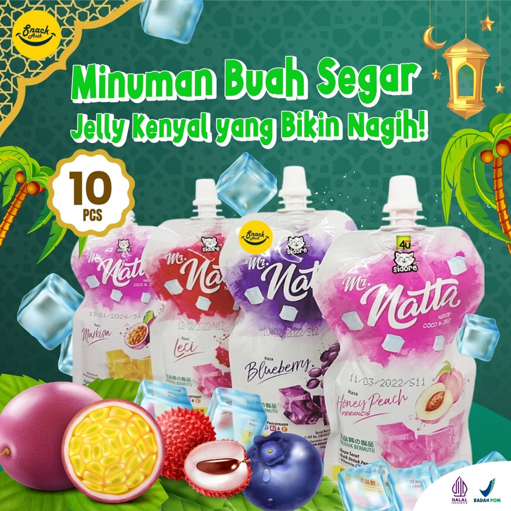 

10 PCS MR.NATTA (minuman Nata de coco dengan Jelly) 126ml Minuman Enak Menyegarkan