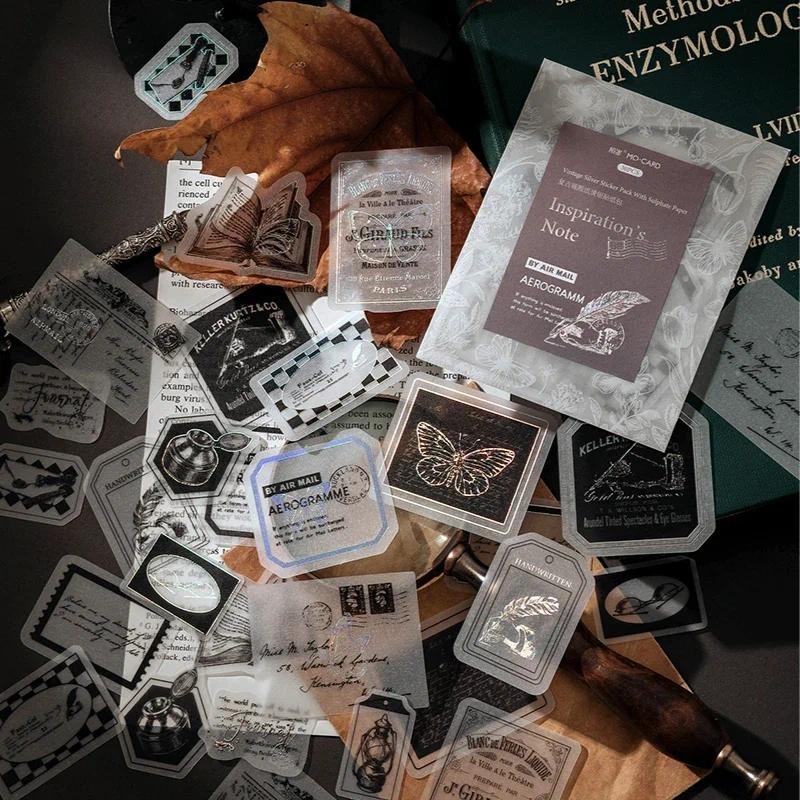 

Journamm 30pcs/pack Vintage Litmus Paper Stickers DIY Scrapbooking Deco Diary Collage Photo Album Translucent Sticker Stationery